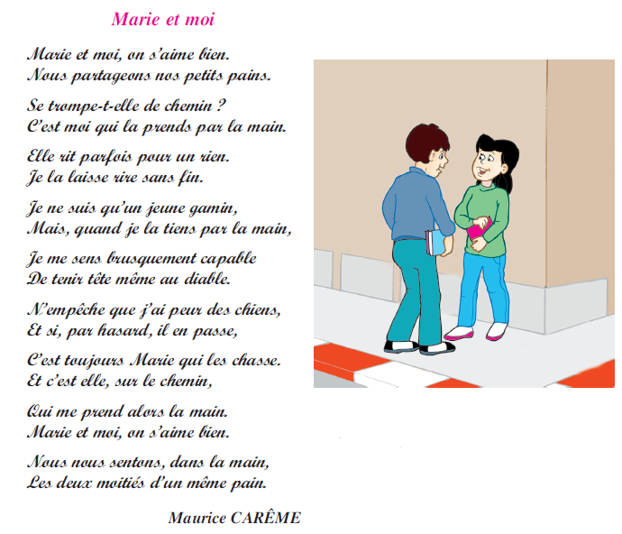 Poème Marie et moi livre de lecture 6 ème