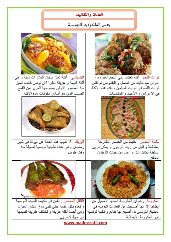 العادات و التقاليد بعض المأكولات التونسية موقع مدرستي كوم_001