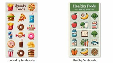 Healthy and unhealthy foods