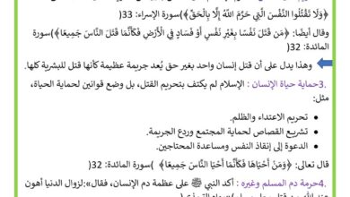 حرمة النفس البشرية في الاسلام تربية اسلامية السنة 9 اساسي